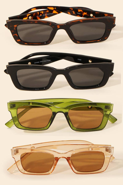 Acetate Rectangle Sunglasses Set: MULTI
