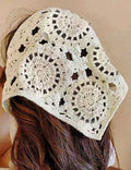 Solid Color Hollow Out Knit Triangle Headscarf MK2BLK6W6HHS19: Black