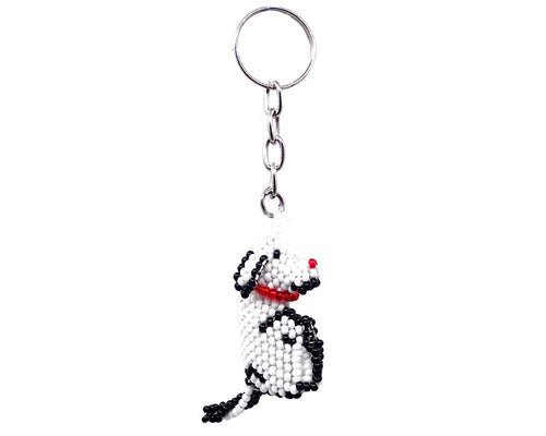 Beaded Dog Seed Bead Figurine Keychain