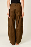 AJP6166 UTILITY BARREL WAIST TIE CARGO PANTS: OLIVE / S-M-L (2-2-2)