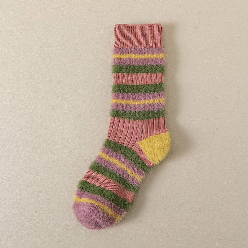 Multi Color fuzzy Striped Socks