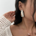 HIGH-GRADE STAINLESS STEEL WATER DROP EARRINGS_CWMM3195: Silver / (OS) 1