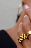 Roll X- Watch band Ring- Stainless steel 14K: Yellow Gold / 7