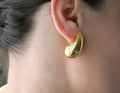 Chunky Hollow Drop Earrings- Lightweight Tear Drop Studs: Silver