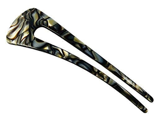 French Amie Grace Long Onyx Large Cellulose Acetate Chignon U Hair Pin Stick