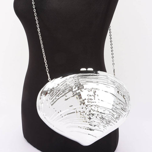 Chrome Silver Shell Clutch