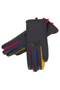 Solid Color PU Leather Gloves w Colorful Edges: 12 Assorted Color / One Size