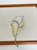 Vintage Oversized Metal Leaf Flower Brooch N6B013: Gold