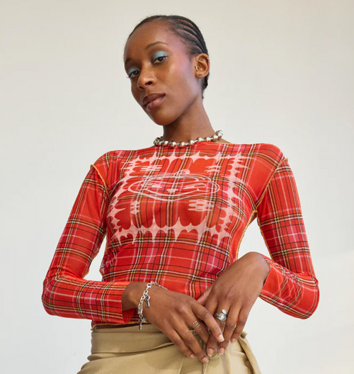 PAAL WORLD Red Locket Mesh Top