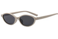 Beige sunglasses with dark lenses on a white background