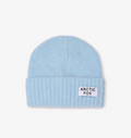 Light blue beanie with 'Arctic Fox' label on a white background