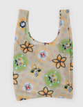 Reusable bag with floral pattern on a white background