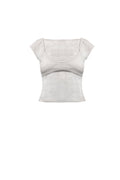 Gray tank top with cap sleeves on a white background