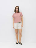 The Cooper Top | Striped T-Shirt Contrast with Neck Band: BROWN/WHITE / SMALL