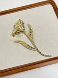 Vintage Oversized Metal Leaf Flower Brooch N6B013: Gold