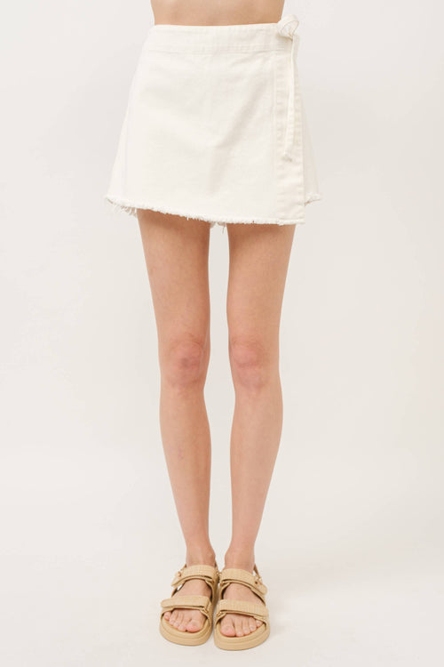 Denim Wrap Skirt in White