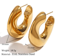 Wave-Puffy Hoop- Steel Earrings- 14K gold or Silver: Gold