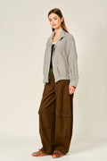 AJP6166 UTILITY BARREL WAIST TIE CARGO PANTS: KAHKI / S-M-L (2-2-2)