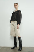 MAP3098 DENIM BERMUDA SHORTS WITH YOKE SEAM: CREAM / M