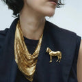 Pony Brooch Horse Pin - Horse Pin 14K Gold and Silver: Silver