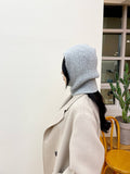 Sweater knit Alpaca hooded winter balaclava Hat: Black