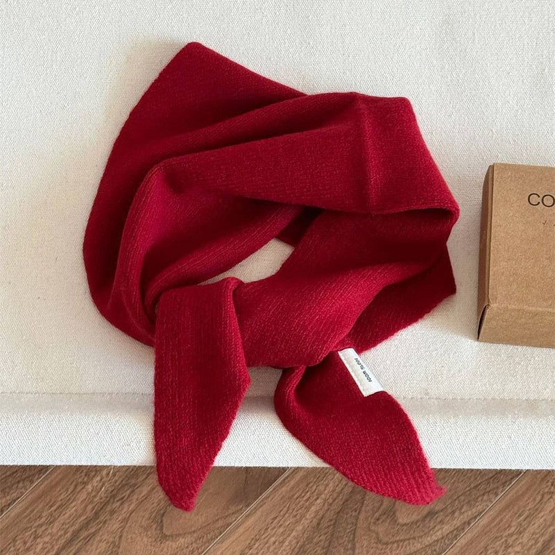Pure Wool Knit Triangle Scarf Multi-Use_CWOV00279: RED / (OS) 1