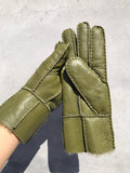 SHEARLING GLOVE: Olive / M/L