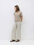 The Cooper Top | Striped T-Shirt Contrast with Neck Band: BROWN/WHITE / SMALL