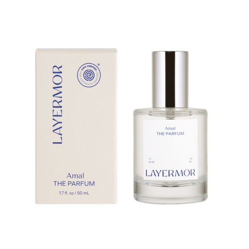 Layermor Amal The Parfum bottle and packaging on a white background