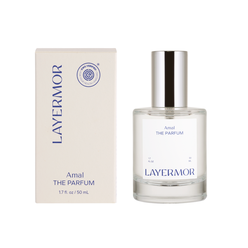 Layermor Amal The Parfum bottle and packaging on a white background