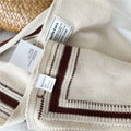 DOUBLE ROW STRIPED FRAME KNITTED SHAWL_CWASC0846: Beige / (OS) 1