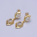 Clear Cubic Zirconia Abstract Dangle Stud Earrings AE1091: Silver