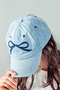 Bow Baseball Cap in Denim