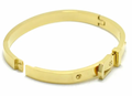  Buckle Bangle Bracelet- Hinged- Stainless Steel - Cuff : Silver