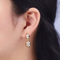 Clear Cubic Zirconia Abstract Dangle Stud Earrings AE1091: Silver