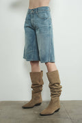 MAP3098 DENIM BERMUDA SHORTS WITH YOKE SEAM: CREAM / L
