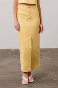 Linen Button Midi Skirt