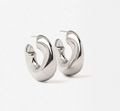 Wave-Puffy Hoop- Steel Earrings- 14K gold or Silver: Gold