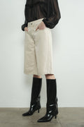 MAP3098 DENIM BERMUDA SHORTS WITH YOKE SEAM: CREAM / M