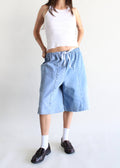 Patchwork Denim Wide Leg Jort