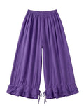 4029 WIDE COTTON PANTS WITH EYELET EMBROIDERY: ROYAL