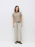 The Cooper Top | Striped T-Shirt Contrast with Neck Band: BROWN/WHITE / SMALL