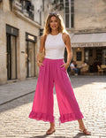 4029 WIDE COTTON PANTS WITH EYELET EMBROIDERY: ROYAL