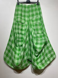 6633C LINEN SKIRT WITH POCKETS, VICHY CHECK PATTERN: Yellow