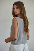 Knit Sweater Cotton Acrylic V-Neck Vest Top