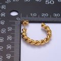 Stainless Steel 25mm Rope Croissant C-Shaped Hoop Earring: SLIVER