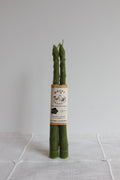 Asparagus Beeswax Candle Taper Pair