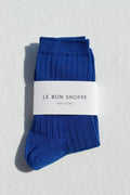Cobalt Ribbed Cotton Socks