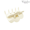 French Amie Crown Wave Small 2.5” Cellulose Handmade Interlocking Hair Claw: Silver Onyx Grey