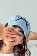 Bow Baseball Cap in Denim